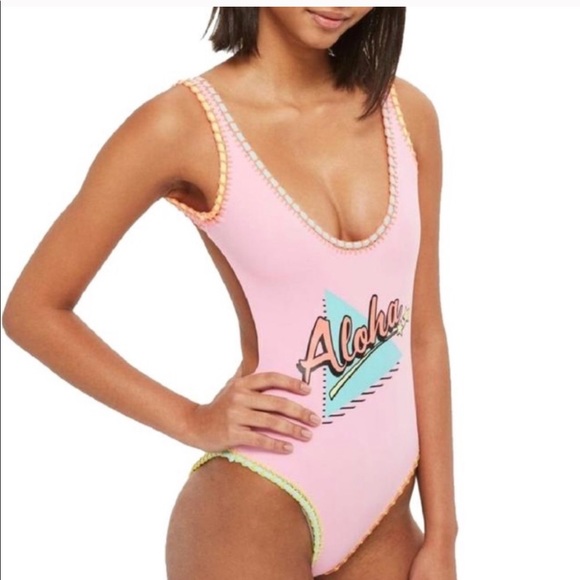NWT TOPSHOP Aloha Swimsuit One piece 🌈☀️💗US Sz 4 - Picture 1 of 8